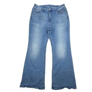 Old Navy Wow Flare Jeans Womens 8 Petite High Rise Medium Wash Blue Denim Retro